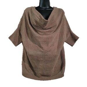 Nordstrom Cashmere Blend Metallic Striped Sweater Sz L Cowl Neck Dolman Sleeves